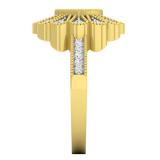 0.26 Carat (ctw) 10K Yellow Gold Round White & Blue Diamond Ladies Cluster Right Hand Ring 1/4 CT