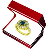0.26 Carat (ctw) 10K Yellow Gold Round White & Blue Diamond Ladies Cluster Right Hand Ring 1/4 CT