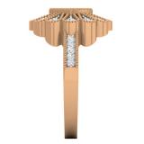 0.26 Carat (ctw) 18K Rose Gold Round White & Blue Diamond Ladies Cluster Right Hand Ring 1/4 CT