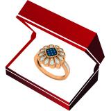 0.26 Carat (ctw) 18K Rose Gold Round White & Blue Diamond Ladies Cluster Right Hand Ring 1/4 CT