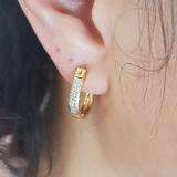 0.10 Carat (ctw) 18K Yellow Gold Plated Sterling Silver Round Diamond Ladies Hoop Earrings 1/10 CT