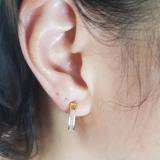 0.10 Carat (ctw) 18K Yellow Gold Plated Sterling Silver Round Diamond Ladies Hoop Earrings 1/10 CT