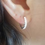 0.45 Carat (ctw) 10K White Gold Round Cut White Diamond Huggie Hoop Earrings 1/2 CT