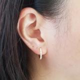0.45 Carat (ctw) 10K Yellow Gold Round Cut White Diamond Huggie Hoop Earrings 1/2 CT