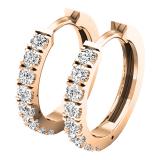 0.45 Carat (ctw) 14K Rose Gold Round Cut White Diamond Huggie Hoop Earrings 1/2 CT