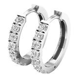 0.45 Carat (ctw) 14K White Gold Round Cut White Diamond Huggie Hoop Earrings 1/2 CT
