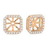 0.26 Carat (ctw) 10K Rose Gold Round White Diamond Removable Jackets For Stud Earrings 1/4 CT
