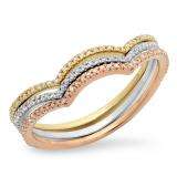 0.28 Carat (ctw) 10K White Yellow & Rose Gold Round Cut Diamond Ladies 3 Tone Wedding Ring 1/4 CT