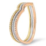 0.28 Carat (ctw) 10K White Yellow & Rose Gold Round Cut Diamond Ladies 3 Tone Wedding Ring 1/4 CT