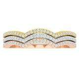 0.28 Carat (ctw) 10K White Yellow & Rose Gold Round Cut Diamond Ladies 3 Tone Wedding Ring 1/4 CT