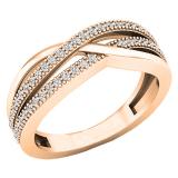 0.20 Carat (ctw) 10K Rose Gold Round Diamond Ladies Swirl Cocktail Fashion Right Hand Ring 1/5 CT