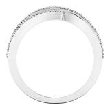 0.20 Carat (ctw) 10K White Gold Round Diamond Ladies Swirl Cocktail Fashion Right Hand Ring 1/5 CT
