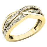 0.20 Carat (ctw) 10K Yellow Gold Round Diamond Ladies Swirl Cocktail Fashion Right Hand Ring 1/5 CT