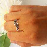0.25 Carat (ctw) 18K White Gold Round Blue & White Diamond Ladies Swirl Right Hand Ring 1/4 CT