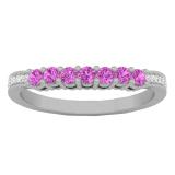 0.35 Carat (ctw) 14K White Gold Round Pink Sapphire & White Diamond Ladies Wedding Stackable Band