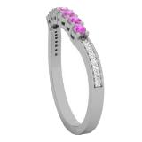0.35 Carat (ctw) 14K White Gold Round Pink Sapphire & White Diamond Ladies Wedding Stackable Band
