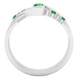 0.27 Carat (ctw) 10K White Gold Round Cut Emerald & Diamond Ladies Bypass Engagement Ring 1/4 CT