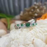 0.27 Carat (ctw) 10K White Gold Round Cut Emerald & Diamond Ladies Bypass Engagement Ring 1/4 CT