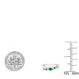 0.27 Carat (ctw) 10K White Gold Round Cut Emerald & Diamond Ladies Bypass Engagement Ring 1/4 CT