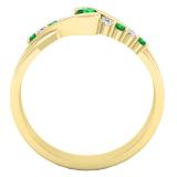0.27 Carat (ctw) 14K Yellow Gold Round Cut Emerald & Diamond Ladies Bypass Engagement Ring 1/4 CT