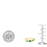 0.27 Carat (ctw) 14K Yellow Gold Round Cut Emerald & Diamond Ladies Bypass Engagement Ring 1/4 CT