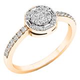 0.30 Carat (ctw) 10K Rose Gold Round Cut Diamond Bridal Split Shank Cluster Engagement Ring