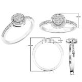 0.30 Carat (ctw) 14K White Gold Round Cut Diamond Bridal Split Shank Cluster Engagement Ring