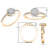 0.30 Carat (ctw) 18K Rose Gold Round Cut Diamond Bridal Split Shank Cluster Engagement Ring