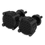 0.20 Carat (ctw) Black Rhodium Plated Sterling Silver Round Black Diamond Stud Earrings 1/5 CT