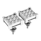 0.20 Carat (ctw) 14K White Gold Round Diamond VProng Square Shape Mens Hip Hop Stud Earrings 1/5 CT