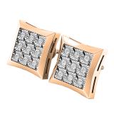 0.20 Carat (ctw) 10K Rose Gold Round Cut Diamond Kite Shape Mens Hip Hop Iced Stud Earrings 1/5 CT