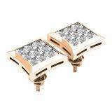 0.20 Carat (ctw) 10K Rose Gold Round Cut Diamond Kite Shape Mens Hip Hop Iced Stud Earrings 1/5 CT