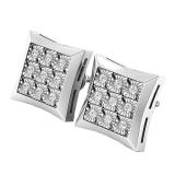 0.20 Carat (ctw) 14K White Gold Round Cut Diamond Kite Shape Mens Hip Hop Iced Stud Earrings 1/5 CT