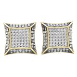 0.30 Carat (ctw) 10K Yellow gold Round Diamond Micro Pave Setting Kite Shape Stud Earrings 1/3 CT