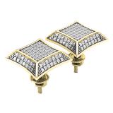 0.30 Carat (ctw) 10K Yellow gold Round Diamond Micro Pave Setting Kite Shape Stud Earrings 1/3 CT