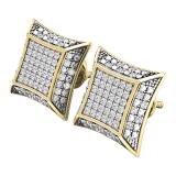 0.30 Carat (ctw) 10K Yellow gold Round Diamond Micro Pave Setting Kite Shape Stud Earrings 1/3 CT
