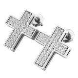 0.45 Carat (ctw) 10K White Gold Round Cut White Diamond Ladies Cross Stud Earrings 1/2 CT