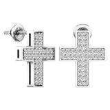 0.45 Carat (ctw) 14K White Gold Round Cut White Diamond Ladies Cross Stud Earrings 1/2 CT