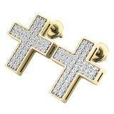 0.45 Carat (ctw) 14K Yellow Gold Round Cut White Diamond Ladies Cross Stud Earrings 1/2 CT
