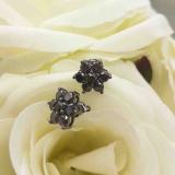 2.45 Carat (ctw) Black Rhodium Plated 18K White Gold Round Black Diamond Ladies Flower Stud Earrings