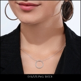 0.15 Carat (ctw) Sterling Silver Round Cut Diamond Ladies Circle Pendant (Silver Chain Included)