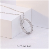 0.15 Carat (ctw) Sterling Silver Round Cut Diamond Ladies Circle Pendant (Silver Chain Included)