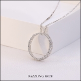 0.15 Carat (ctw) Sterling Silver Round Cut Diamond Ladies Circle Pendant (Silver Chain Included)