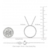 0.15 Carat (ctw) Sterling Silver Round Cut Diamond Ladies Circle Pendant (Silver Chain Included)