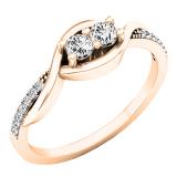 0.25 Carat (ctw) 18K Rose Gold Round Diamond Ladies Two Stone Split Shank Engagement Ring 1/4 CT