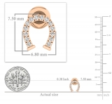 0.10 Carat (ctw) 18K Rose Gold Round Cut White Diamond Ladies Horseshoe Stud Earrings 1/10 CT