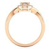 18K Rose Gold 7X5 MM Oval Cut Morganite & Round Diamond Ladies Bridal Halo Engagement Ring