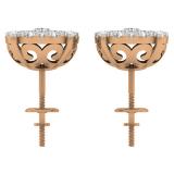1.55 Carat (ctw) 10K Rose Gold Round Diamond Ladies Fashion Cluster Style Stud Earrings 1 1/2 CT