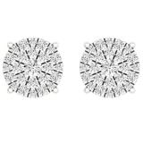 1.55 Carat (ctw) 10K White Gold Round Diamond Ladies Fashion Cluster Style Stud Earrings 1 1/2 CT