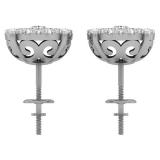 1.55 Carat (ctw) 10K White Gold Round Diamond Ladies Fashion Cluster Style Stud Earrings 1 1/2 CT